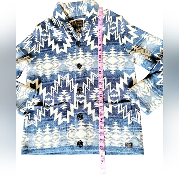 Lucky Brand Unisex Shawl Collar Cardigan Aztec Southwestern 100% Cotton Medium - Picture 11 of 12